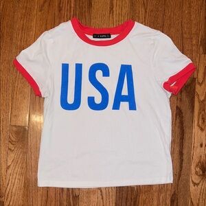 Zaful USA White Short Sleeve T Shirt Women’s Size Small